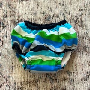 i play. Blue and Green Diaper Cover with Wave Pattern